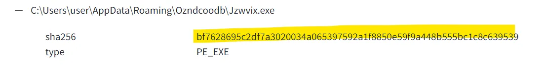 VirusTotal dropped file Jzwvix.exe with SHA-256 bf7628695c2df7a3020034a065397592a1f8850e59f9a448b555bc1c8c639539